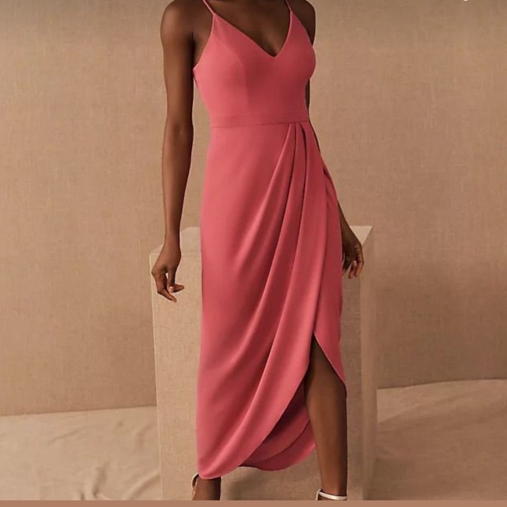 BHLDN Pink Asymmetrical Wrap Sundress